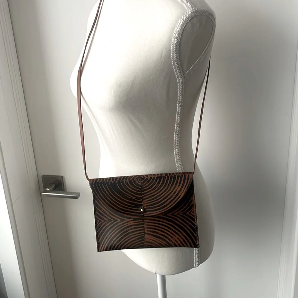 Leather Envelope style bag, Handmade & Painted - Picture 2 of 7